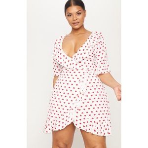 white wrap frill dress